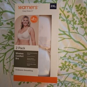 Warner's 2XL Wireless Comfort Bra 2 Pack - White And Pink
